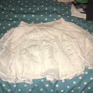 Lace white mid length skirt